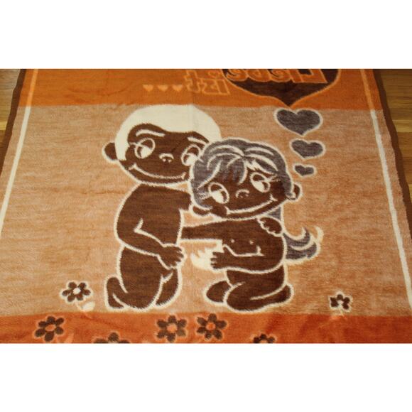 VTG 70s Rare German Kim Casali Fuzzy Love is (Liebe ist) Throw Blanket 56”x70” - Picture 5 of 5